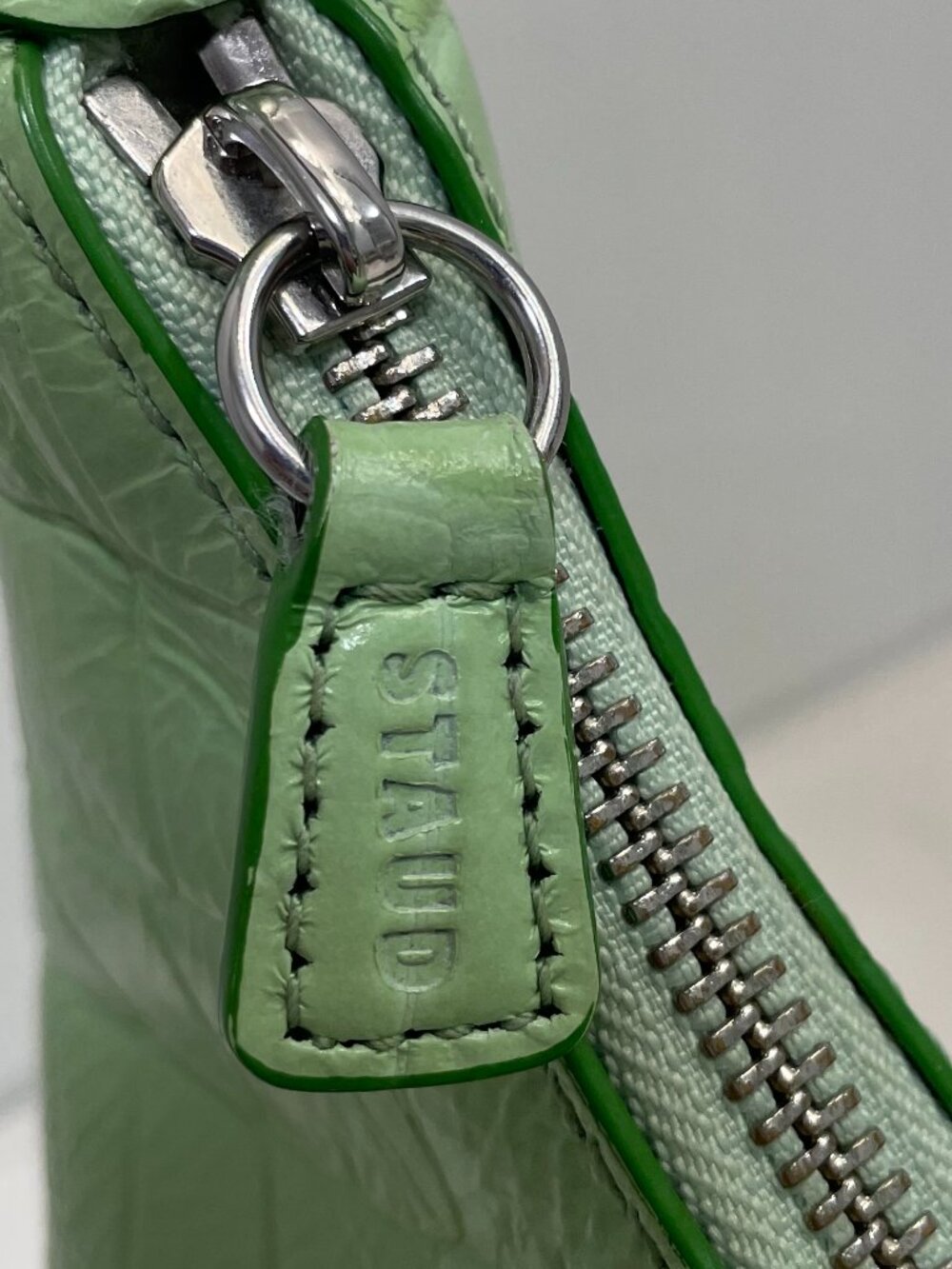 STAUD Scotty Crocodile Embossed Leather Hobo bag in Agave (Light Green) - Picture 15 of 15
